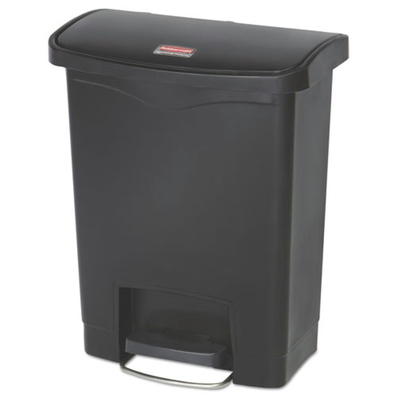 Rubbermaid Commercial Streamline 8-Gallon Front Step Style Resin Step-On Container - Black